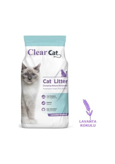 Clear Cat Lavanta Kokulu Topaklaşan Bentonit Kedi Kumu 10 KG