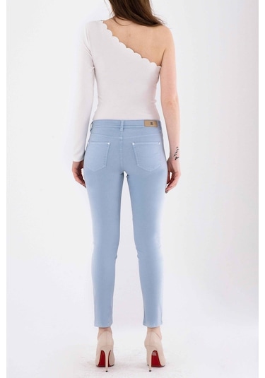 Explosion Minimalist Slim Fit Kadın Pantolon - Günlük Kullanım Açık Mavi