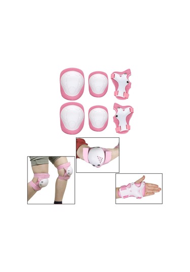 Suntek Çocuklar Kaykay Bisiklet Koruyucu Dişli Kıyafet Diz Pembe