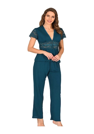Petrol Yeşili Penye Pijama Takımı - 1633 Petrol Yeşili