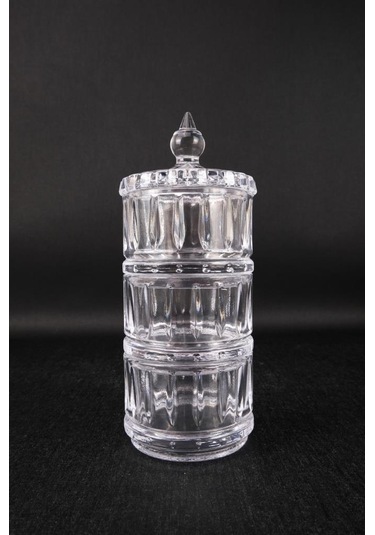 Digithome 3 Katlı Cam Sunumluk Kurabiyelik Şekerlik Lokumluk 8 Cm Ku.mpp.003 C1-1-288