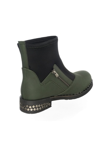 41-42-43-44 Numara K606 Haki Siyah Büyük Numara Üst Kalite Kadın Bot Rahat Kalıp Haki