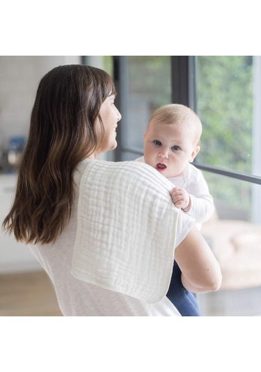Teltree Toksik Olmayan, Dayanıklı Bebek Geğirme Örtüsü - 6'lı Beyaz Muslin Kumaş Seti Gümüş