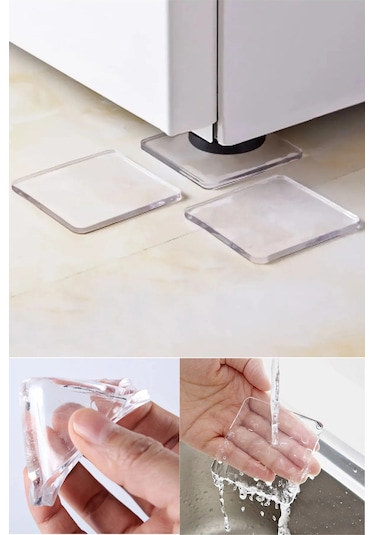 4 Adet Silikon Şeffaf Zemin Koruyucu Kaydırmaz Dayanıklı Ped Halı Kayma Önleyici