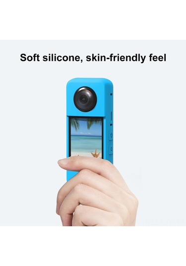 Ranyeek Insta360 X3 Panoramik Kamera İçin Mavi Silikon Korumalı Kılıf + Lens Kapağı