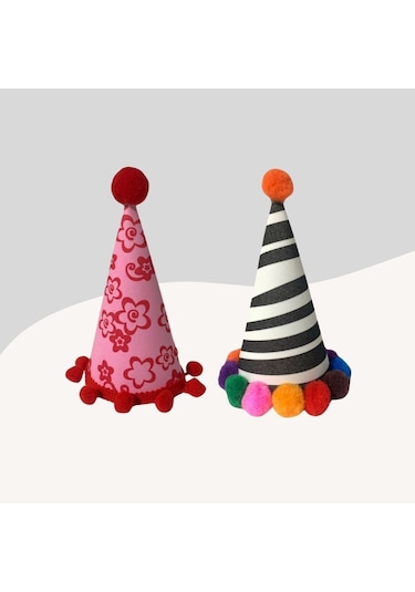 Kediler Ve Küçük Irk Köpekler İçin 2li Parti Şapkası Ps40 El Yapımı