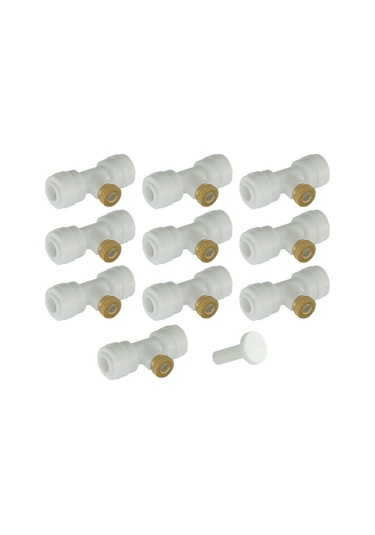 10 Adet T Ve Fişli Sisleme Nozulları 1/4 İnç Sisleme Nozulları Seti Bahçe Açık Hava Veranda Soğutma Sistemi İçin Pirinç Sisleme Nozulları Beyaz