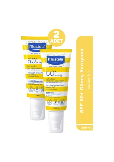 Mustela Yüksek Koruma Faktörlü Güneş Losyonu Tüm Aile İçin Spf50+ 200 ML x 2