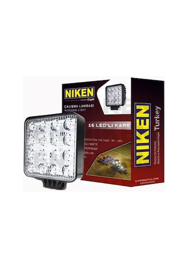 Niken Kare 16 Led 12-24 Volt Projektör Çalışma Lambası 1 Adet