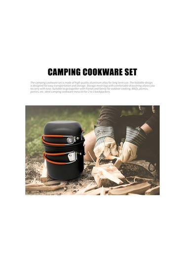Pazly Kamp Mutfak Seti Alüminyum 2-3 Kişilik Katlanabilir Tencere Kase Isı Sağlama Çiftlik Piknik