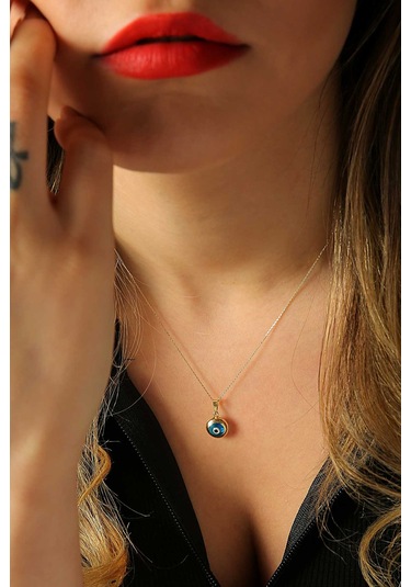 Moom Mücevherat Kadın 14 Ayar Altın Nazar Göz Kolye N11.40323