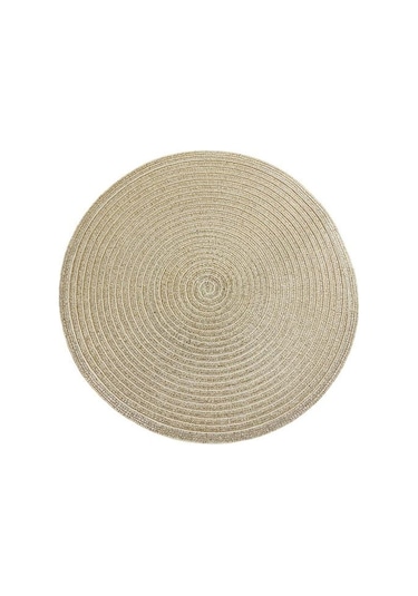 Altın Talos Muhtasar Yuvarlak Keten Örgülü Bardak Altlığı Isı Yalıtımlı Kase Plaka Servis Altlığı S Altın