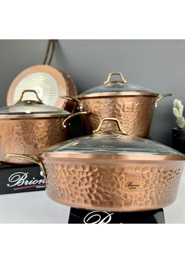 Brioni Copper 7 Parça Tencere Takımı Bakır Cp-11101