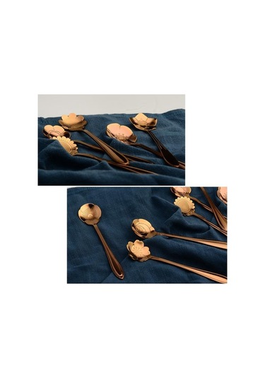 8 Adet Çiçek Paslanmaz Çelik Kahve Çay Bardağı Kaşık Çay Kaşığı Mutfak Aracı Hediye Gümüş