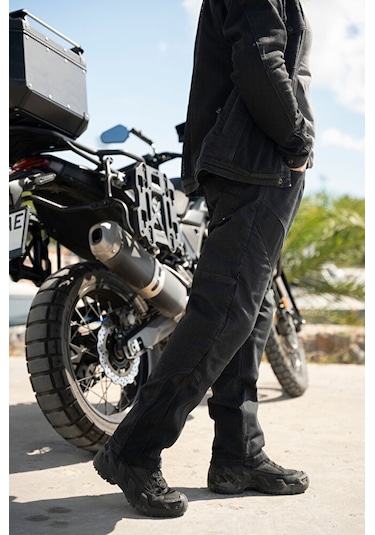 Tech90 Fileli Black Ventilation Korumalı Cordura Motosiklet Pantolonu