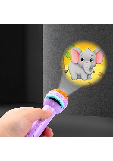 Yeni Ürün Çocuk El Feneri Oyuncak Projeksiyon El Feneri Erken Eğitim Haritası Dinozor Desen Hayvan Deseni 80'den Fazla Desen Siyah