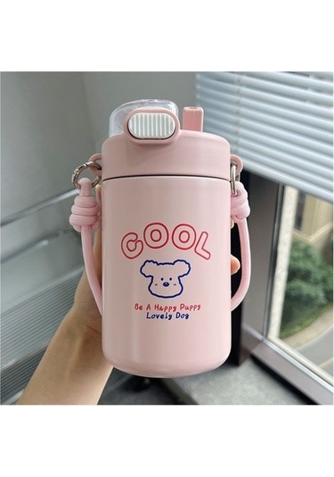 Su Bardağı Termos Pipetli Bardak Öğrenci Büyük Kapasiteli Bardak 7yrso0 Açık Pembe