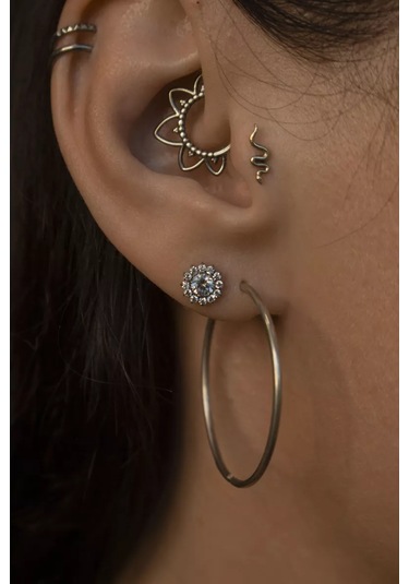 Dzirka Taşınabilir Labret Küpe Kulaştırma Burun Frenulum Piercingi Titanyum 244256801 Gri