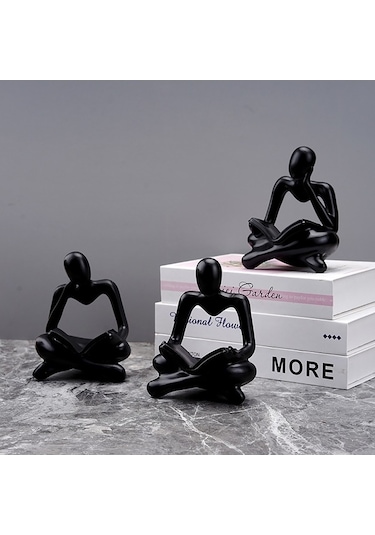 Fastbuy Modern Akrilik Okuyucu Heykeli, Salon Kütüphane Dekoru, Siyah Ev Dekoru Figur, Dayanıklı, Sanat Heykeli, Konforlu Ev
