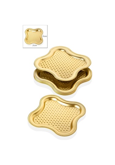 6 Adet Gold Plastik Sunum Servis Kare Tepsi