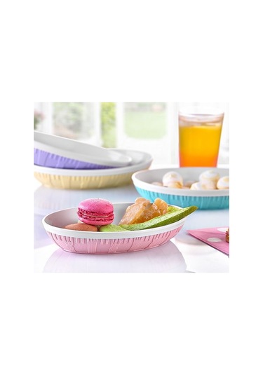 Motifli Oval Kayık Tabak Salatalık Çerezlik Taba 16.7x23.3x4.2 Cm N11.194