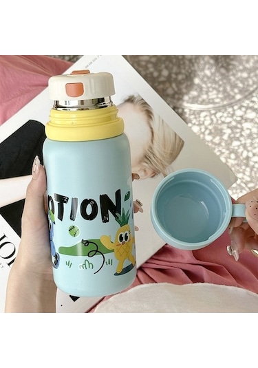 Kadınlar Için Basit Termos Bardak, Doğrudan Içme Kahve Fincanı, Öğrenci Taşınabilir Su Bardağı, Kadın Ofis Su Bardağı Bwe06e Mavi/yeşil