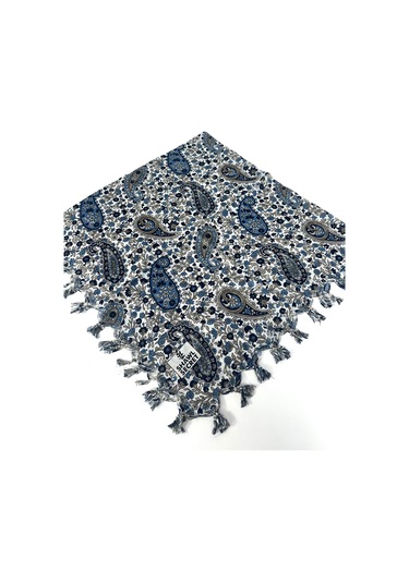 Shawl Secret Sökme Boncuklu Pamuk Yazma - 05868 İndigo