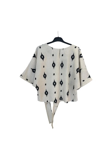 1051 Kısa Kol Önü Bağlamalı Keten Takım Siyah