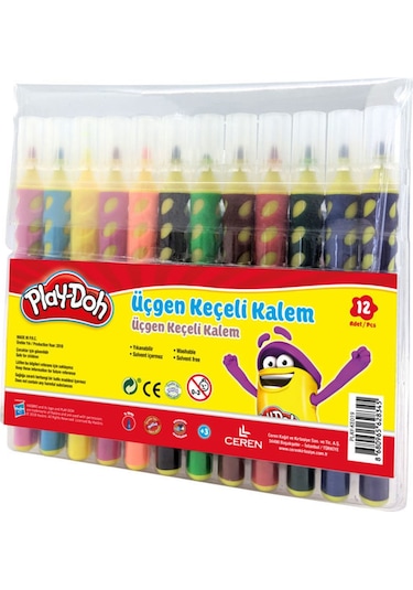 Play Doh Play-Doh 12 Renk Üçgen Fırça Uçlu Keçeli Kalem Pp Kutu
