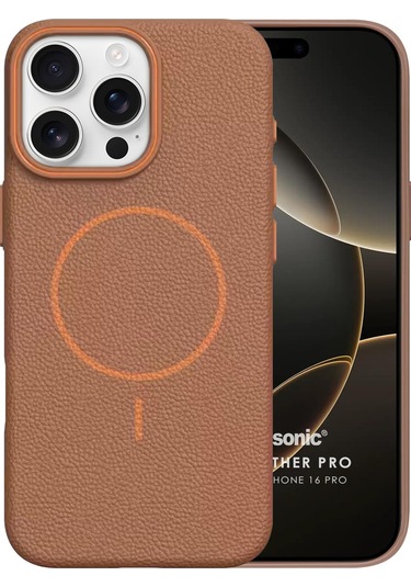 Microsonic İphone Uyumlu 16 Pro Kılıf Magleather Pro Kahverengi -