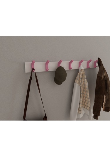 Hepsi3boyutlu Modern Duvar & Kapı Kanca Askılık - 7 Adet Pembe Kanca Askılık - Model No : 2 Pembe