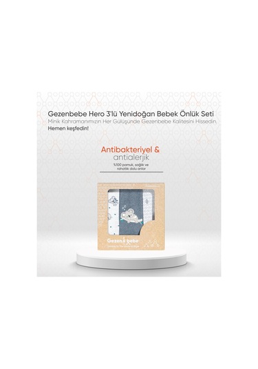 Gezenbebe Hero 3'lü Yenidoğan Bebek Önlük Seti Mavi