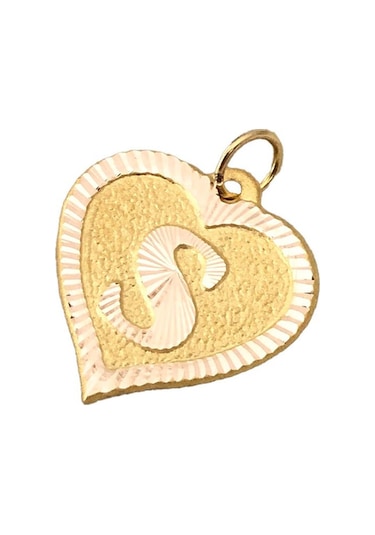 0.25 Gram 14 Ayar S Harfi Kalp Kolye Ucu