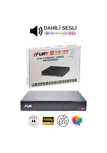 Fury 4 Kamera Sesli Gece Renkli Güvenlik Kamerası Full Hd-su Geçirmez Güvenlik Kamerası Seti 500gb