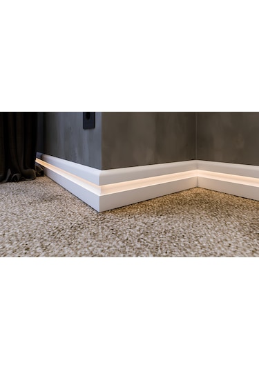 Effect Serisi 11.5 Cm Lake Beyaz Led Kanallı Ledli Pvc Süpürgelik