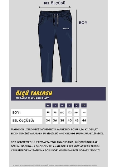MMetalic Gri  Erkek Fermuar Cep Nakış Detaylı Düz Paça Rahat Kesim Eşofman Altı