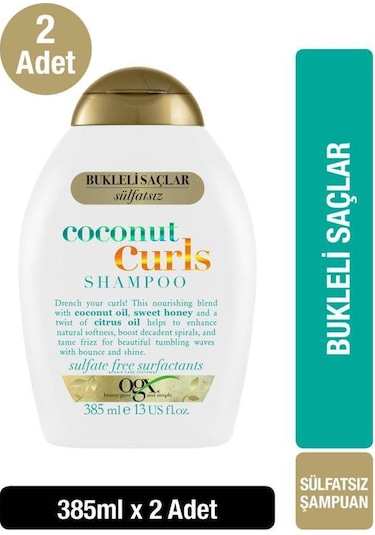 OGX Coconut Curls Bukleli Saçlar İçin Sülfatsız Şampuan 385 ml x 2