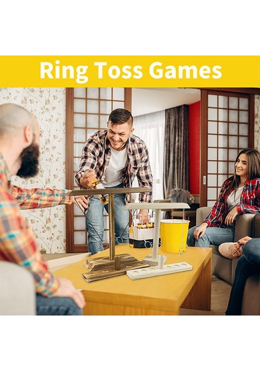 Ximistore9 Orta Boy 30cm Karbonize Ahşap Halka Atma Oyunu - Çift Kişilik Masa Oyunu - El-göz Koordinasyonunu Geliştirir
