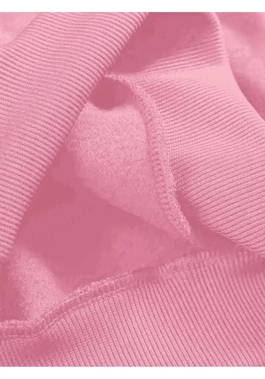 Kışlık Kapüşonlu Sweatshirt, Çocuk Ayı Suprise Baskılı Pembe
