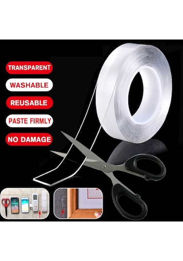 1mm 2mdçift Taraflı Kaymaz Bant Traceless Yıkanabilir Yapışkan Bant Nano Pu Jel