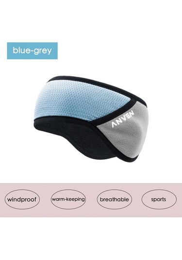 Primepickings Mavi Gri Rüzgar Korumalı Unisex Kulaklık Koşu Kayak Bisiklet Mavi Gri