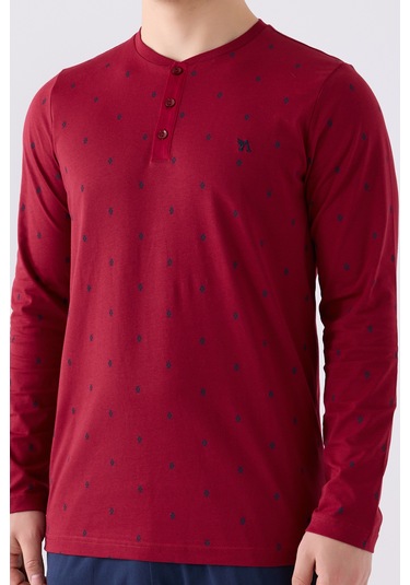 Arnetta 3160 Uzun Kol Erkek Pijama Takımı Bordo V1 Bordo