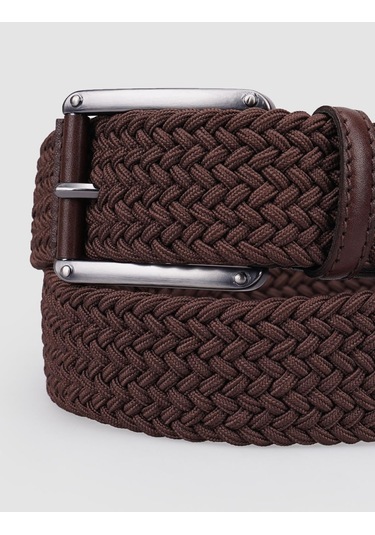 Triko Kahverengi Örgü Detaylı 4 Cm Erkek Günlük Kemer Kahverengi
