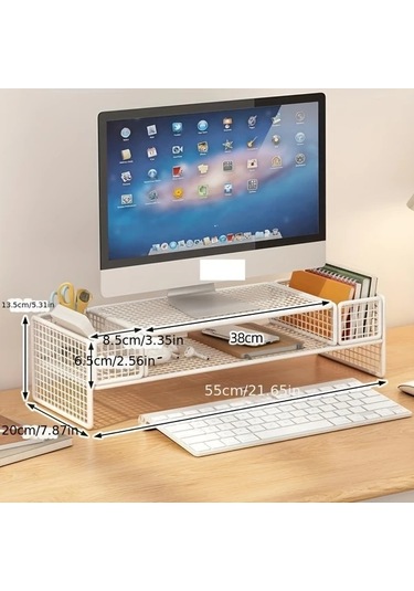 Xuweiwei Siyah Iki Depolama Ozelligine Sahip Ergonomik Masa Duzenleyici Demir Bilgisayar Standi Dizustu Bilgisayar Sogutma Rafi Ve Monitor Tutucu