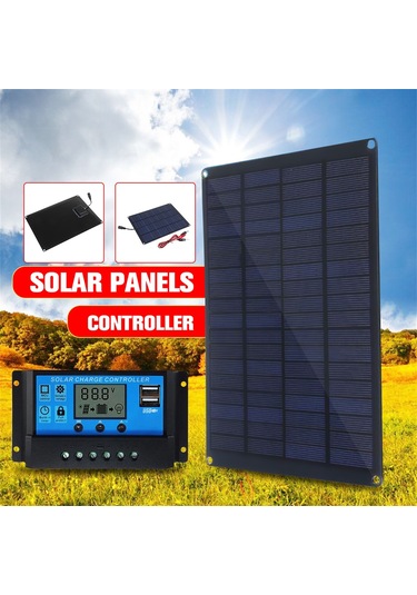 Konesam 10w Tekkristal Silisyum Güneş Paneli + 10a Akıllı Kontrolcü, Usb Cihaz Şarjı, Kamp Ve Acil Durumlar İçin Taşınabilir Koruma Sistemi Diğer