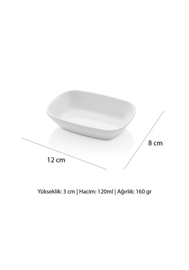 Alezy 577 Göreme Melamin Termostar Garnitür Tabak 12x8 Cm Beyaz