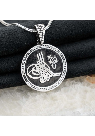 925 Ayar Gümüş Osmanlı Tuğralı Erkek Kolye Gümüş