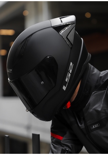 Ls2 Rapid Race Siyah Camlı Kapalı Motosiklet Kaskı Mat Siyah