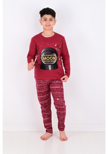 Vitmo Erkek Çocuk Pijama Takımı Moon Uzun Kollu Pamuklu 1008