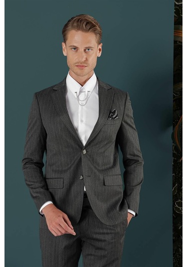 C 652 Slim Fit Füme Spor Ceket Füme